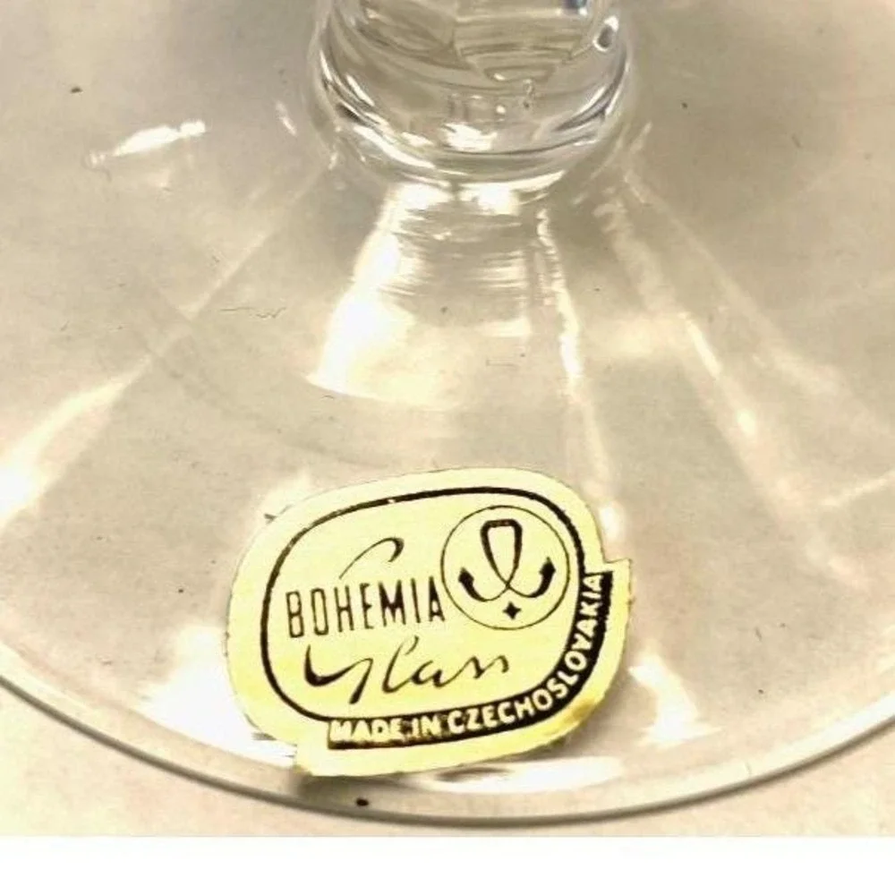 Vintage Bohemia Czech Crystal Stemware Glasses Set of 6  8oz Wine‎ Water